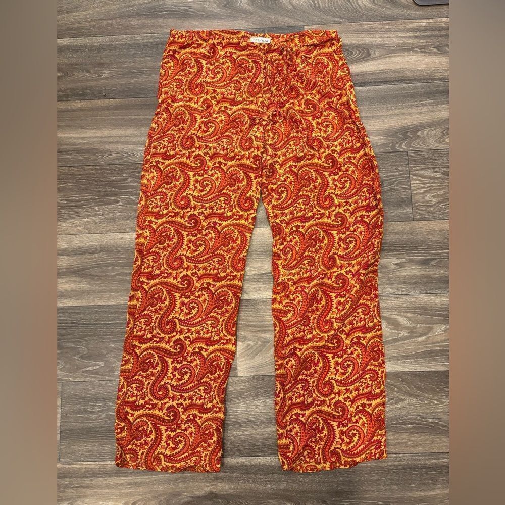 Tova Celine 100% Silk Loose Flowy Pants Size Medium Ties at Waist